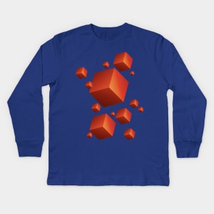 Floating Cubes red Kids Long Sleeve T-Shirt